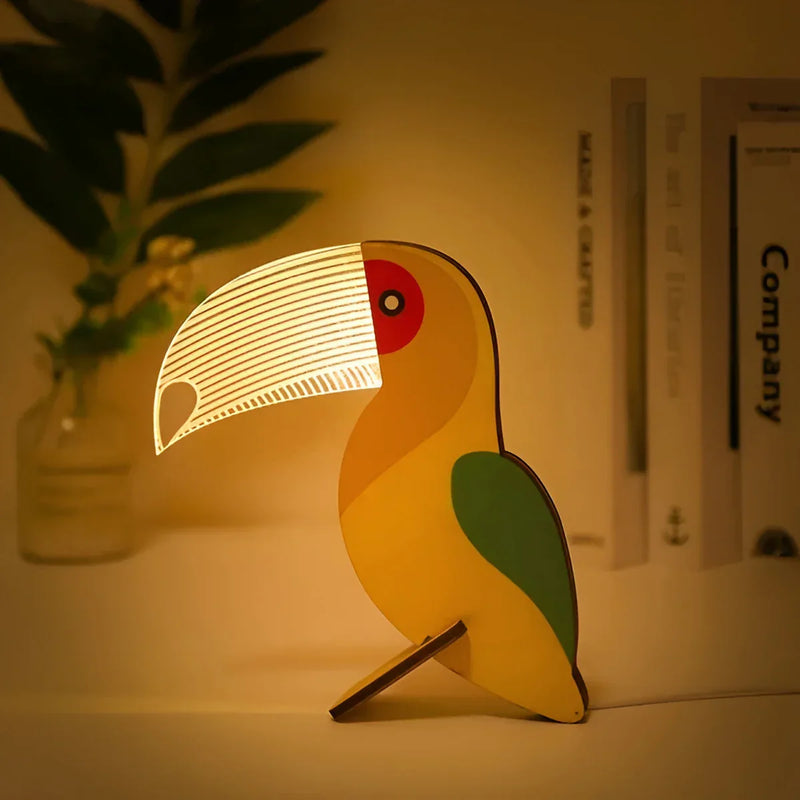 Kinder-Nachtlampe | Holz Tier Nachhaltig LED Vielseitig Atmosphärisch USB-Tukan-Luzern Mode