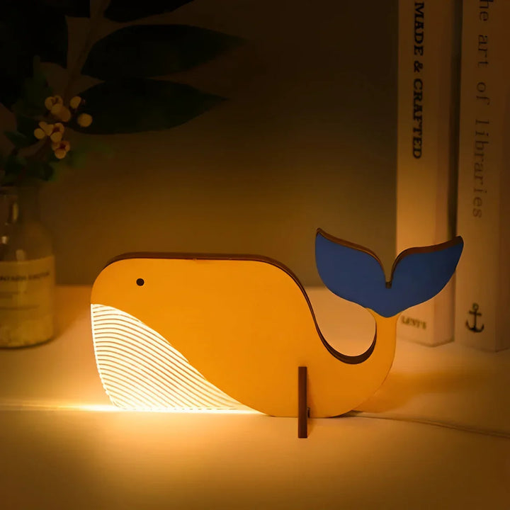Kinder-Nachtlampe | Holz Tier Nachhaltig LED Vielseitig Atmosphärisch USB-Wal-Luzern Mode
