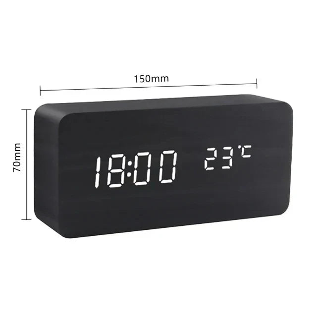 Digitale Holzuhr | LED Vielseitige Temperaturanzeige Einstellbar-Luzern Mode