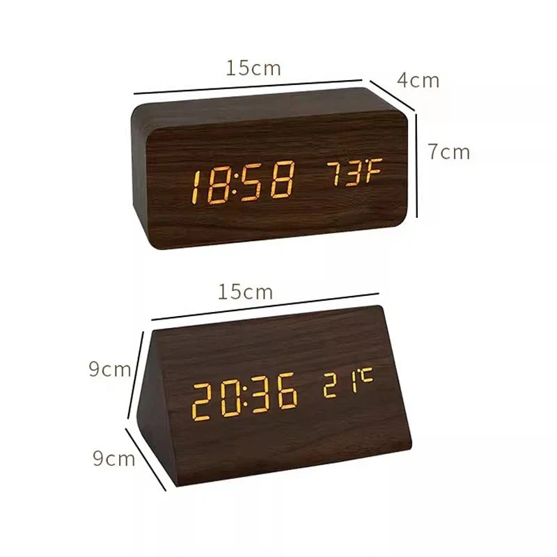 Digitale Holzuhr | LED Vielseitige Temperaturanzeige Einstellbar-Luzern Mode