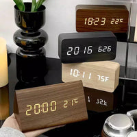 Digitale Holzuhr | LED Vielseitige Temperaturanzeige Einstellbar-Luzern Mode