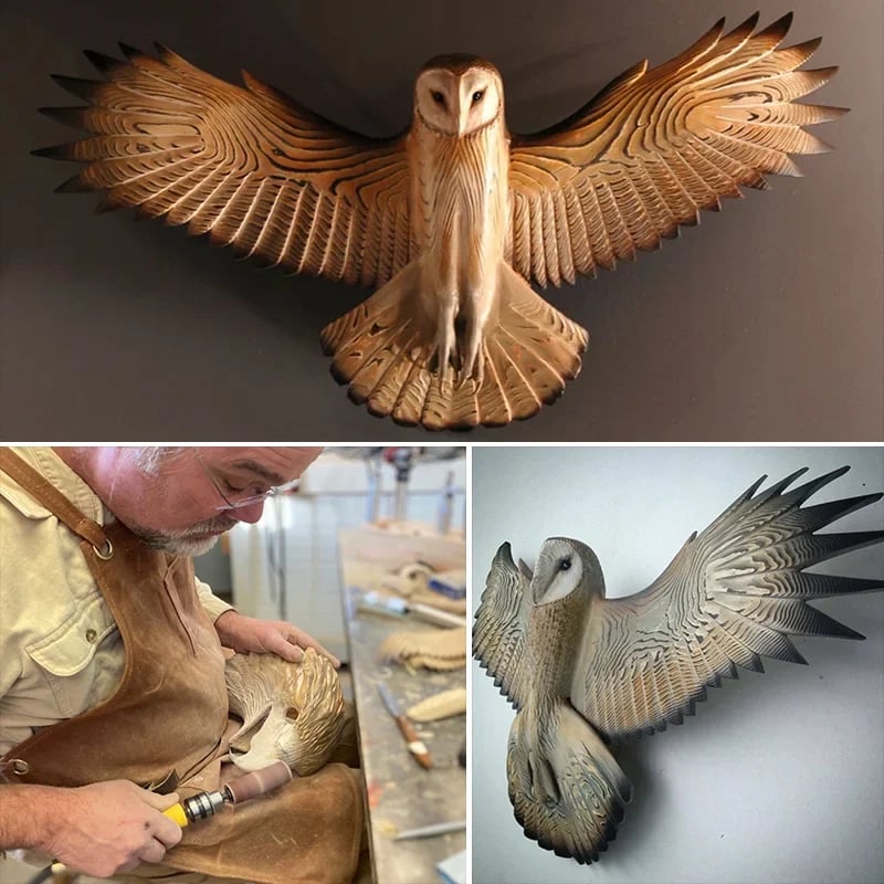 Wanddekoration Eule | Holz | Handgefertigt | Natürlich | Detailliert-Luzern Mode