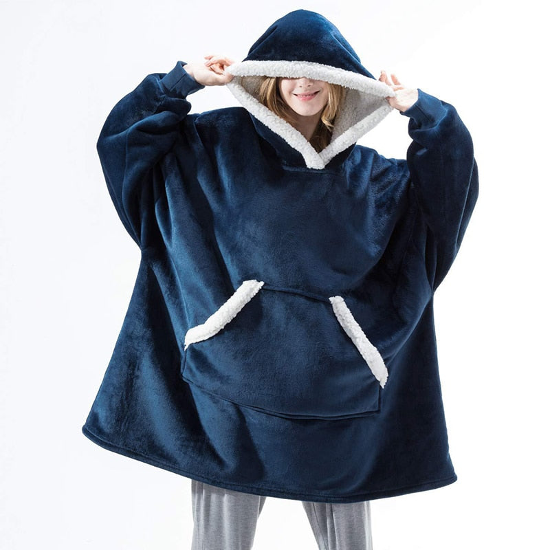 Hoodie & Decke | Herrliche Kombination aus einem weichen Hoodie und einer gemütlichen Decke in einem!-Blauw-Luzern Mode