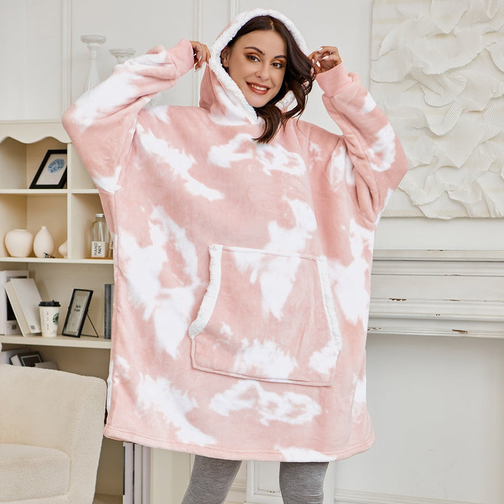 Hoodie & Decke | Herrliche Kombination aus einem weichen Hoodie und einer gemütlichen Decke in einem!-Gewaschen Rosa & Weiß-Luzern Mode