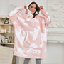 Hoodie & Decke | Herrliche Kombination aus einem weichen Hoodie und einer gemütlichen Decke in einem!-Gewaschen Rosa & Weiß-Luzern Mode