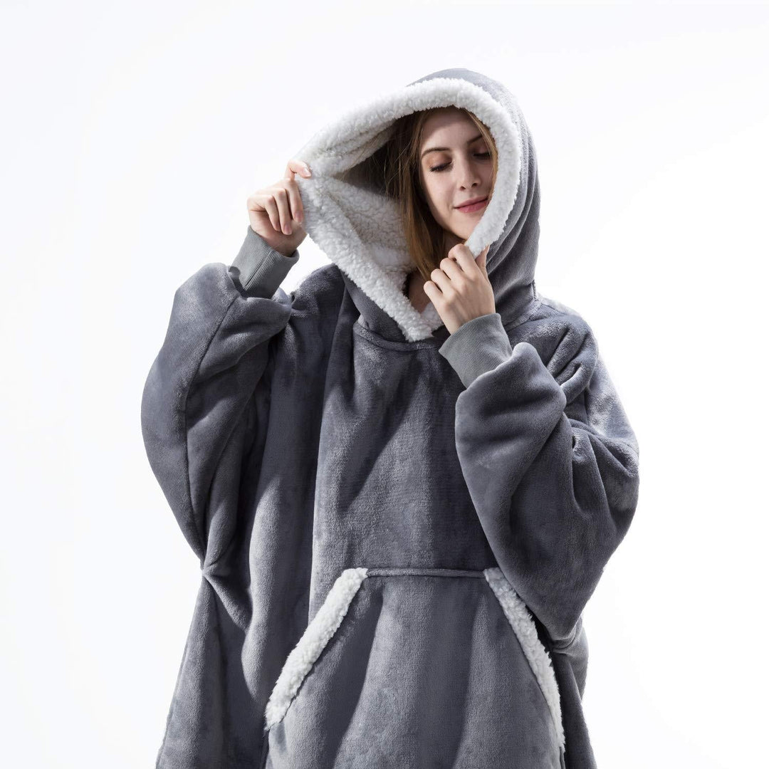 Hoodie & Decke | Herrliche Kombination aus einem weichen Hoodie und einer gemütlichen Decke in einem!-Grau-Luzern Mode
