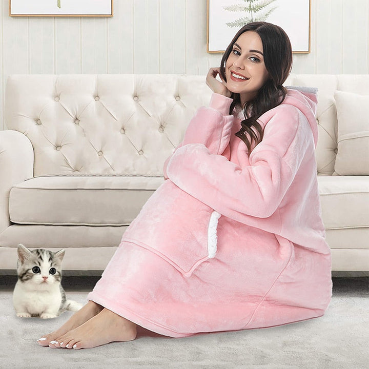 Hoodie & Decke | Herrliche Kombination aus einem weichen Hoodie und einer gemütlichen Decke in einem!-Rosa-Luzern Mode
