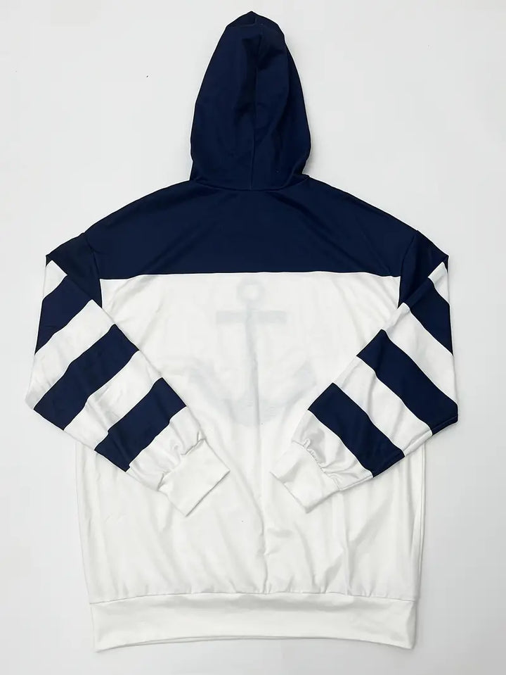 Herren Hoodie mit Anker-Motiv und Streifenärmeln-Luzern Mode