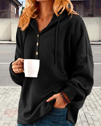Damen Kapuzenpullover mit Knopfleiste und Kängurutasche-Luzern Mode