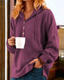 Damen Kapuzenpullover mit Knopfleiste und Kängurutasche-Lila-XS-Luzern Mode
