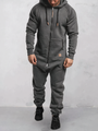 Herren Jumpsuit mit Kapuze und Reißverschluss bequem-Grau-S-Luzern Mode