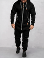 Herren Jumpsuit mit Kapuze und Reißverschluss bequem-Schwarz-S-Luzern Mode