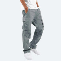 Herren Cargo Hose mit Taschen - Bequeme Freizeithose-Grau-S-Luzern Mode