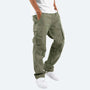 Herren Cargo Hose mit Taschen - Bequeme Freizeithose-Grün-S-Luzern Mode