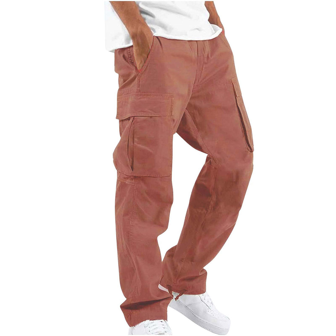 Herren Cargo Hose mit Taschen - Bequeme Freizeithose-Rot-S-Luzern Mode