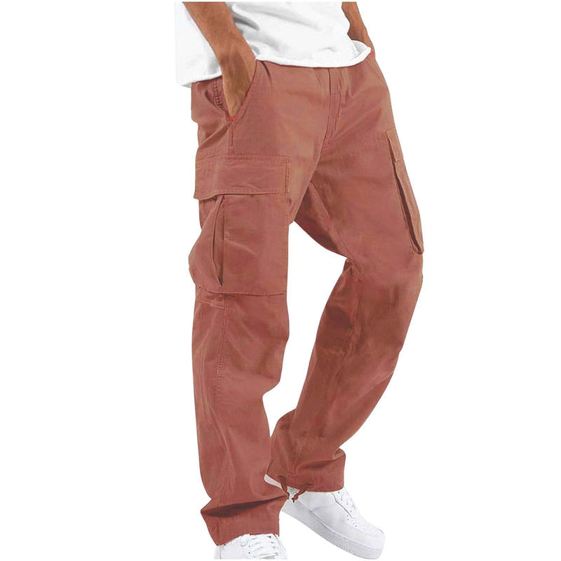 Herren Cargo Hose mit Taschen - Bequeme Freizeithose-Rot-S-Luzern Mode
