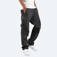 Herren Cargo Hose mit Taschen - Bequeme Freizeithose-Schwarz-S-Luzern Mode