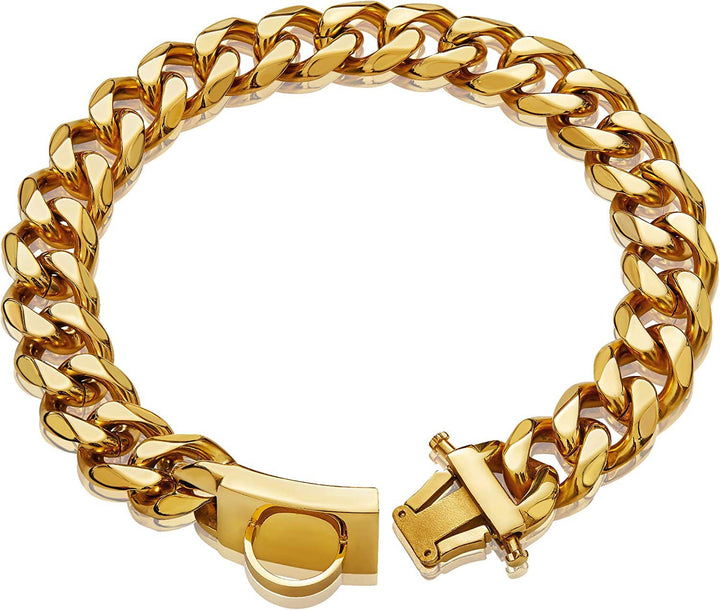 Hunde Halskette | Titanstahl Robust Stylisch Langlebig-Gold-45CM-Luzern Mode