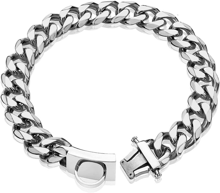 Hunde Halskette | Titanstahl Robust Stylisch Langlebig-Silber-45CM-Luzern Mode