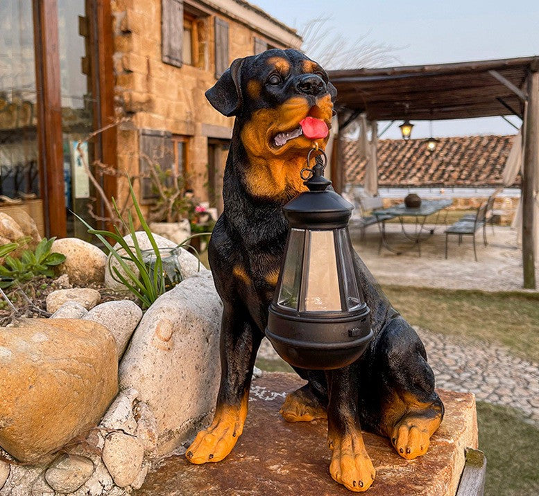 Hundefigur mit LED-Beleuchtung | Solar Wiederaufladbar Langlebig Einzigartig-Rottweiler-Luzern Mode