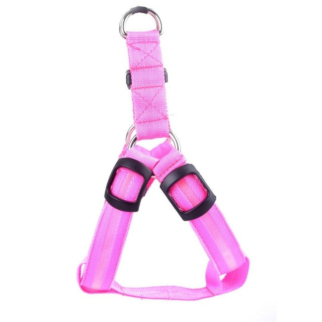 Hundegeschirr | LED Auffällig Bunt Bequem Atmungsaktiv Haltbar-Rosa-XS-Luzern Mode