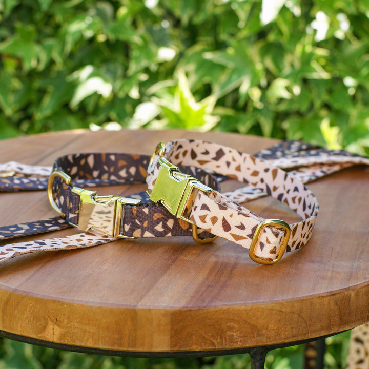 Hundehalsband | Terrazzo-Muster | Goldfarben | Schnalle | Verstellbar-Luzern Mode