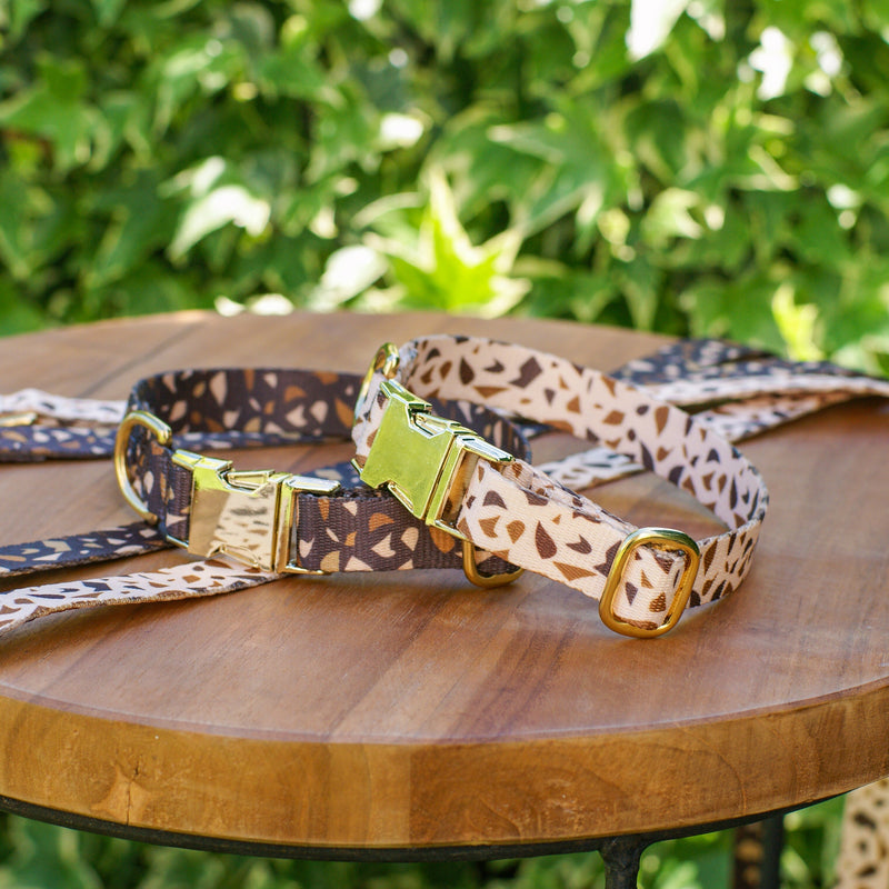 Hundehalsband | Terrazzo-Muster | Goldfarben | Schnalle | Verstellbar-Luzern Mode