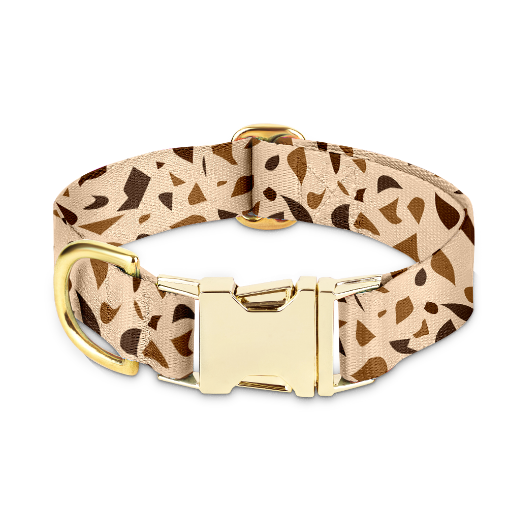 Hundehalsband | Terrazzo-Muster | Goldfarben | Schnalle | Verstellbar-Luzern Mode