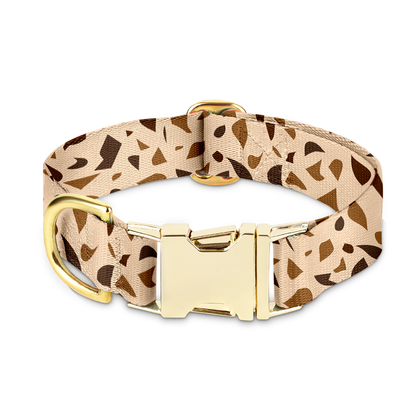 Hundehalsband | Terrazzo-Muster | Goldfarben | Schnalle | Verstellbar-Luzern Mode