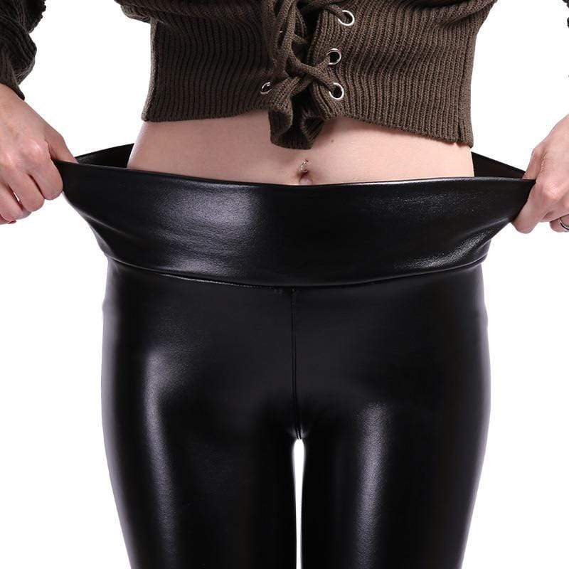 Damen Leggings Kunstleder Slim Fit Hohe Taille Mode-Luzern Mode