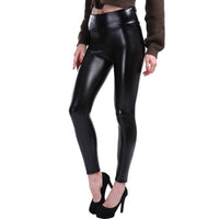 Damen Leggings Kunstleder Slim Fit Hohe Taille Mode-S-Luzern Mode