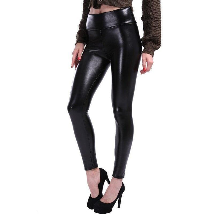 Damen Leggings Kunstleder Slim Fit Hohe Taille Mode-S-Luzern Mode