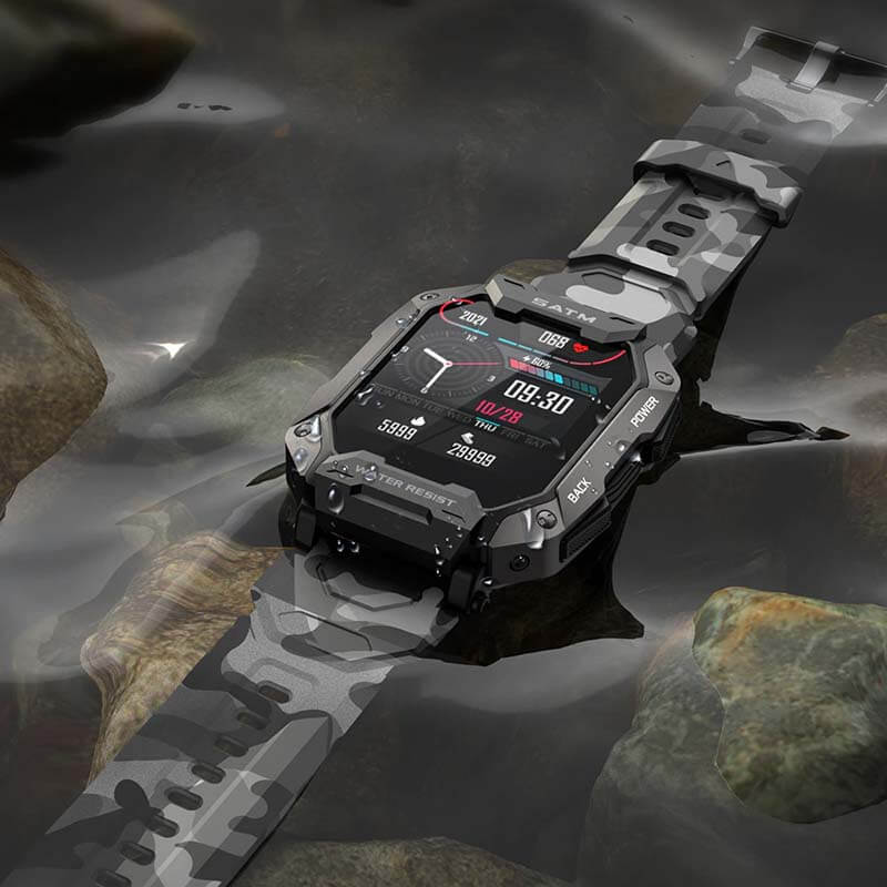Smartwatch | Robust | Langlebig | Stylisch | Vielseitig | AMOLED | Sport-Camo Schwarz-Luzern Mode