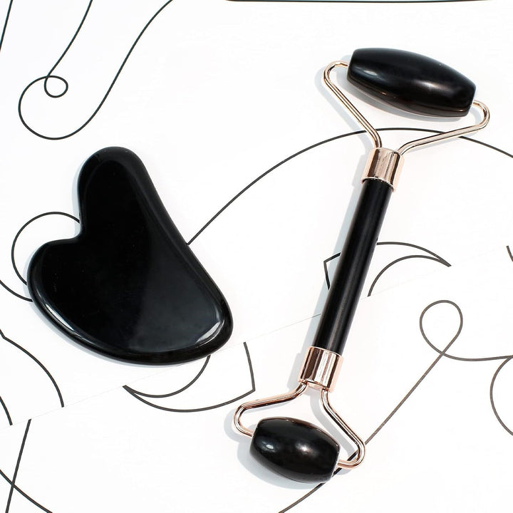 Gesichtsroller Set | 2-teilig Pflegend Durchblutung Glow Gua Sha-Luzern Mode
