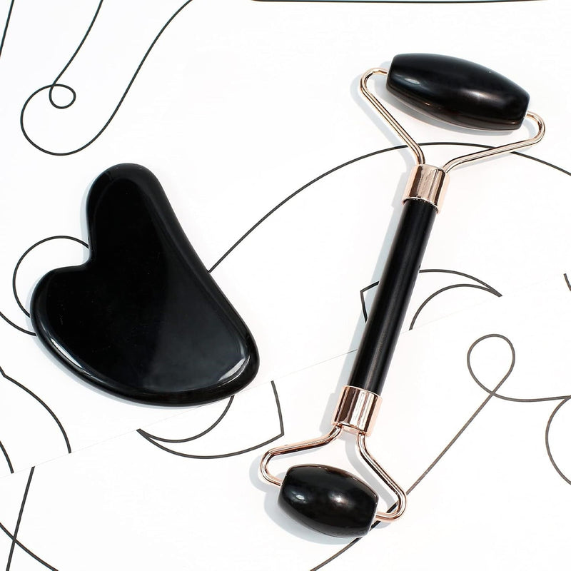 Gesichtsroller Set | 2-teilig Pflegend Durchblutung Glow Gua Sha-Luzern Mode
