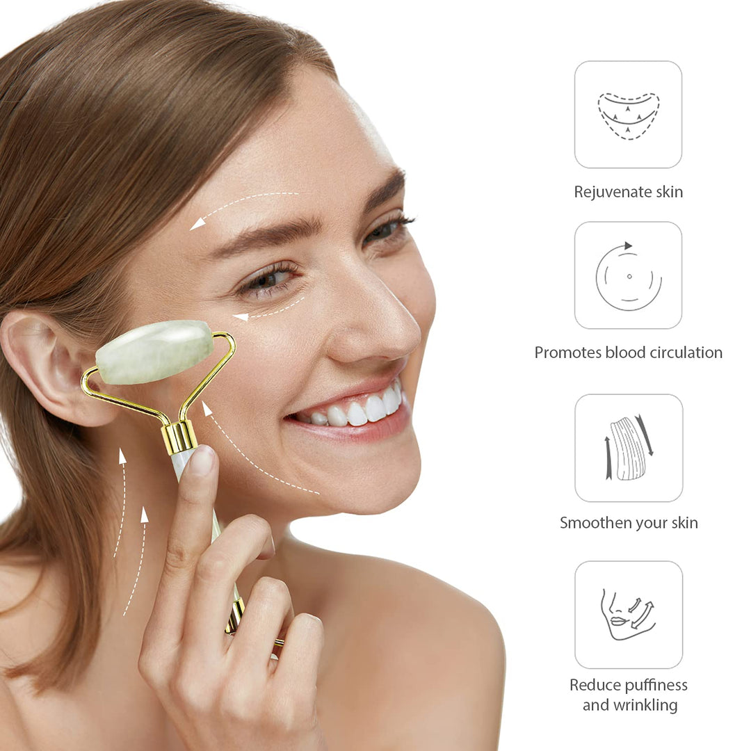 Gesichtsroller Set | 2-teilig Pflegend Durchblutung Glow Gua Sha-Luzern Mode