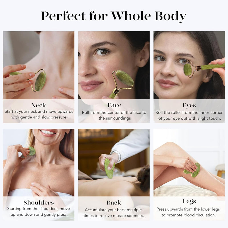 Gesichtsroller Set | 2-teilig Pflegend Durchblutung Glow Gua Sha-Luzern Mode