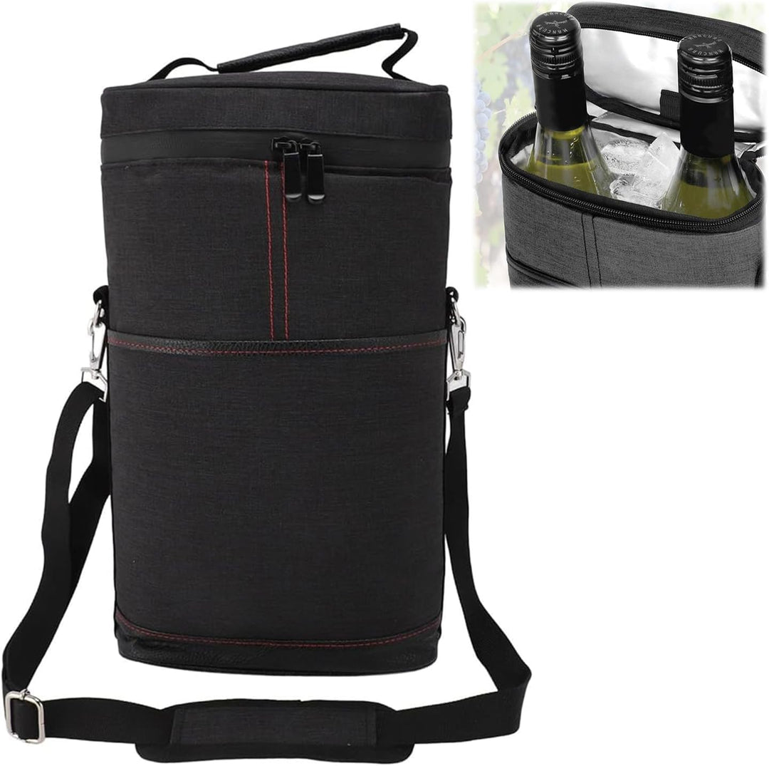Isolierte 2-Flaschen-Weinkühltasche mit verstellbarem Gurt – Kaufe 1, Erhalte 1 GRATIS