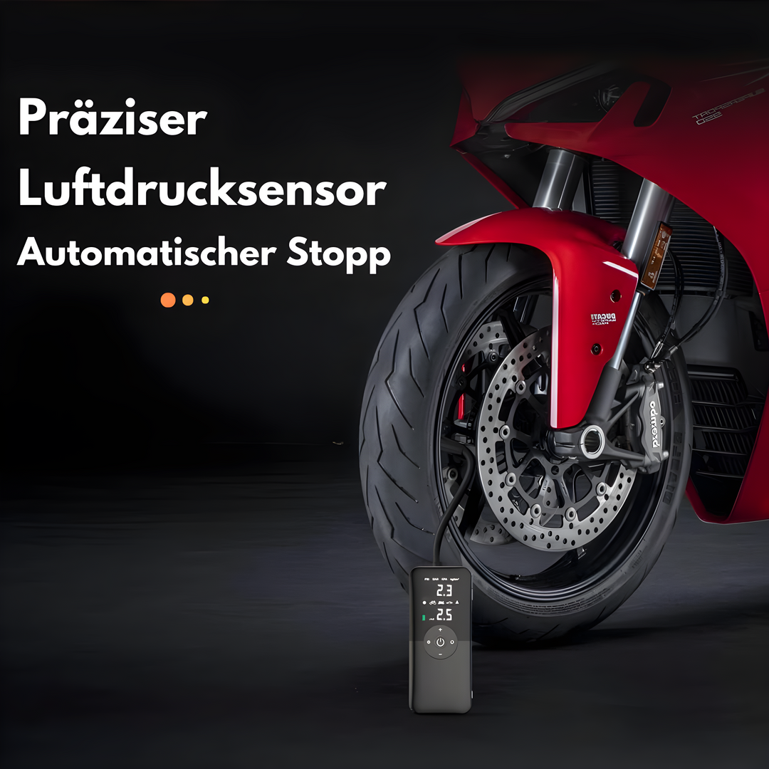 Luftpumpe | Kompakt, Tragbar, Schnell, Wiederaufladbar, Vielseitig, Intelligentes Display-Luzern Mode