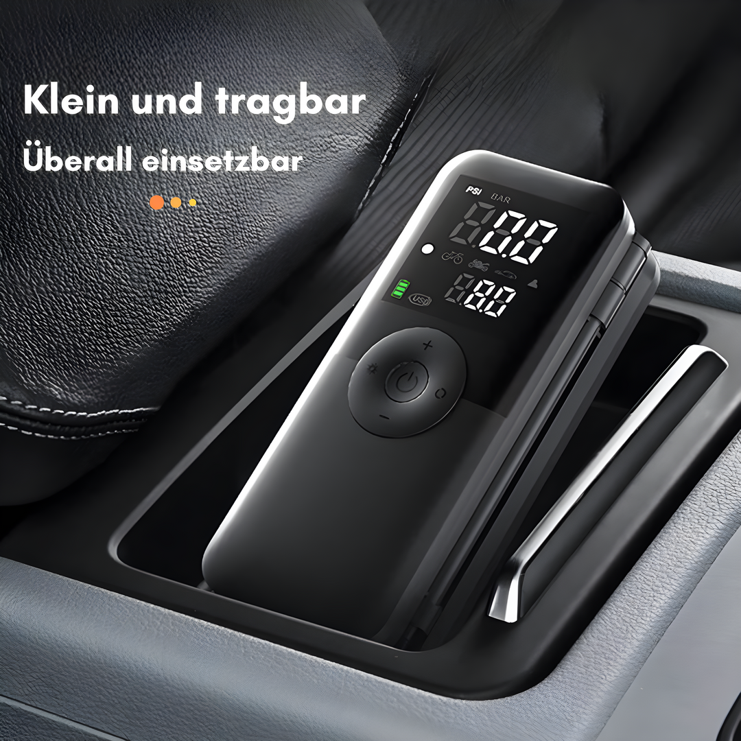 Luftpumpe | Kompakt, Tragbar, Schnell, Wiederaufladbar, Vielseitig, Intelligentes Display-Luzern Mode