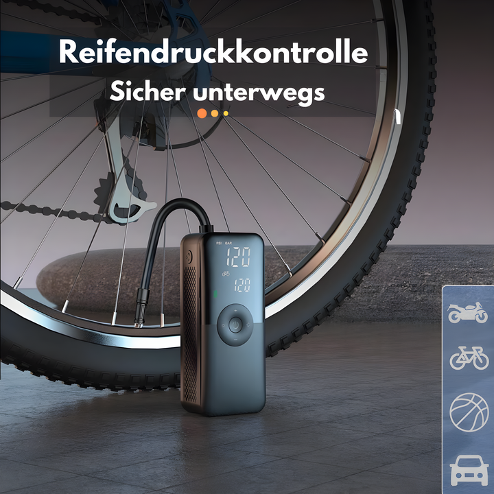 Luftpumpe | Kompakt, Tragbar, Schnell, Wiederaufladbar, Vielseitig, Intelligentes Display-Luzern Mode