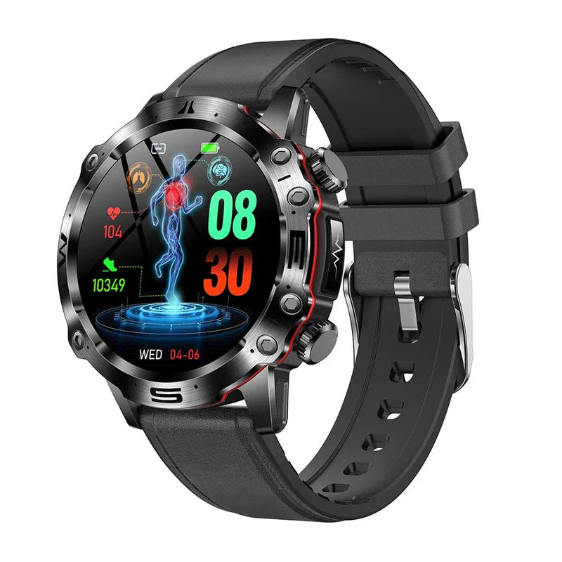 Smartwatch | Gesundheitstracker iOS Android Universell Vielseitig-Schwarz Leder-Luzern Mode