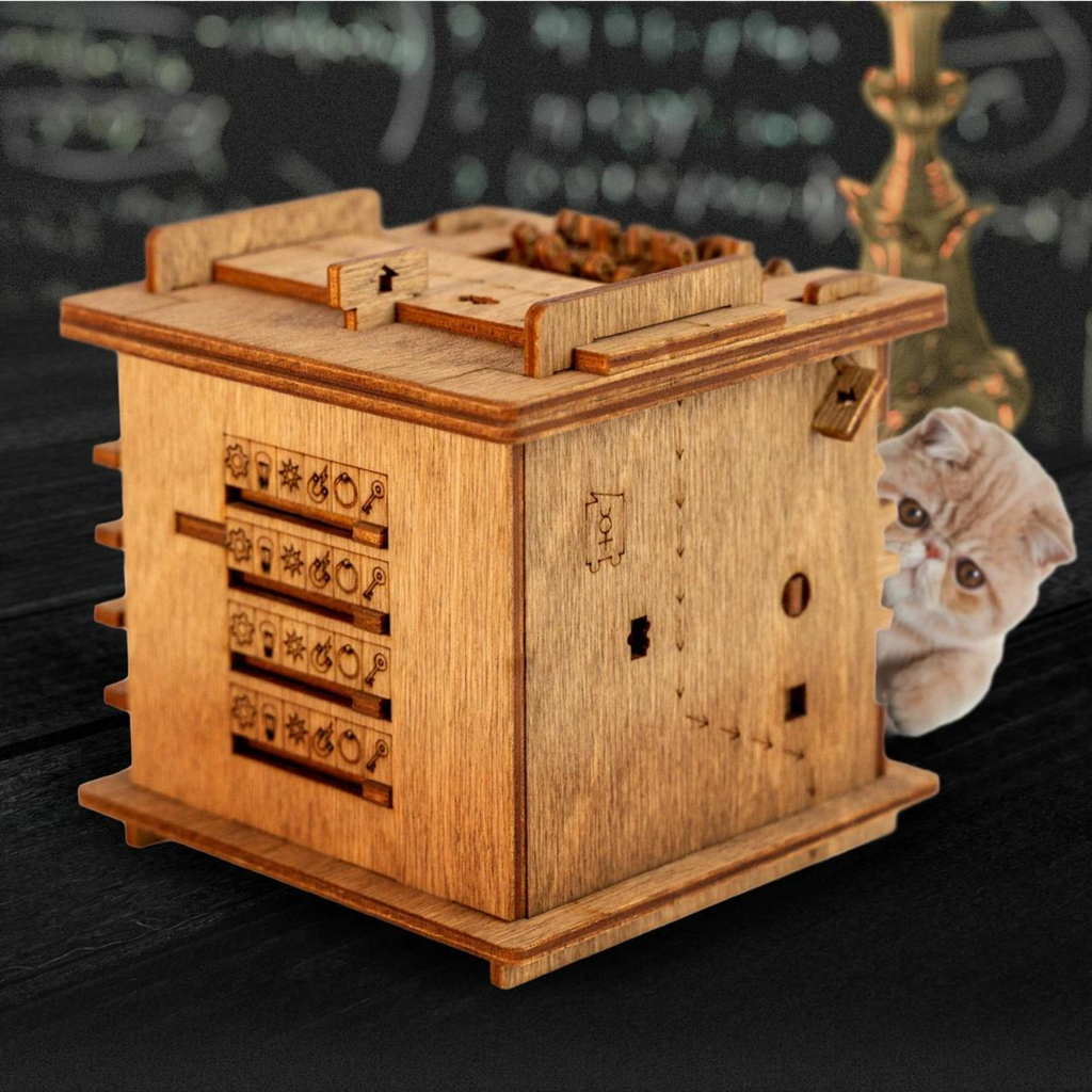 Hölzerne Escape-Puzzlebox | Interaktiv | Unterhaltung | Herausfordernd-Schrödingers Katze-Luzern Mode