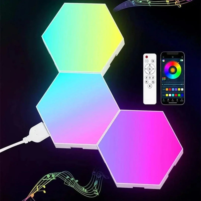 LED-Paneele | Sechseckig Interaktiv Farbenfroh Stilvoll Vielseitig Trendy-3 Paneele-Luzern Mode