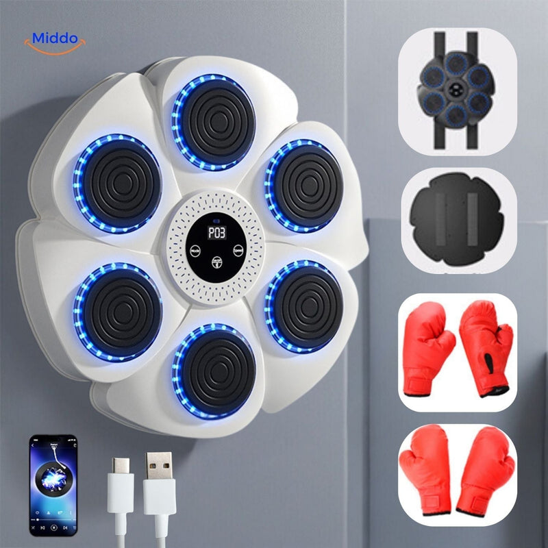 Boxmaschine | Interaktiv Musik Bluetooth Vielseitig Langlebig USB-Weiß Eltern-Kind-Set (1 Paar Boxhandschuhe für Kinder und 1 Paar für Erwachsene)-Luzern Mode