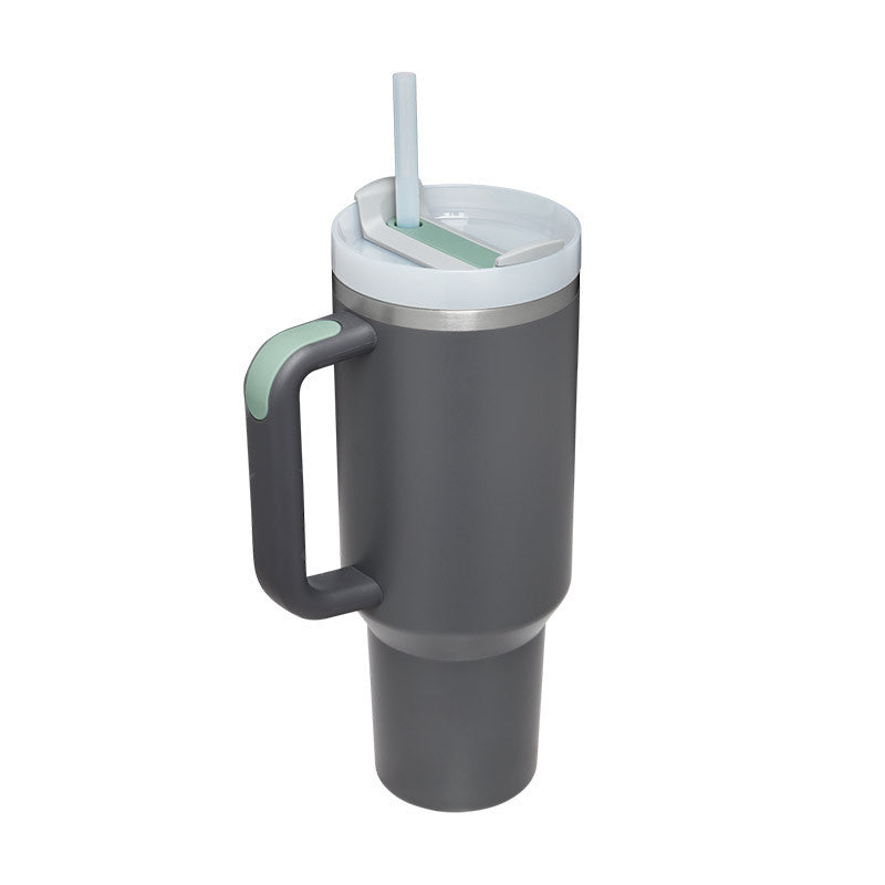 Reisebecher | 1200ML Isolierend Deckel Strohhalm Langlebig Vielseitig-Anthrazit-1200 ML-Luzern Mode