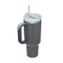 Reisebecher | 1200ML Isolierend Deckel Strohhalm Langlebig Vielseitig-Anthrazit-1200 ML-Luzern Mode