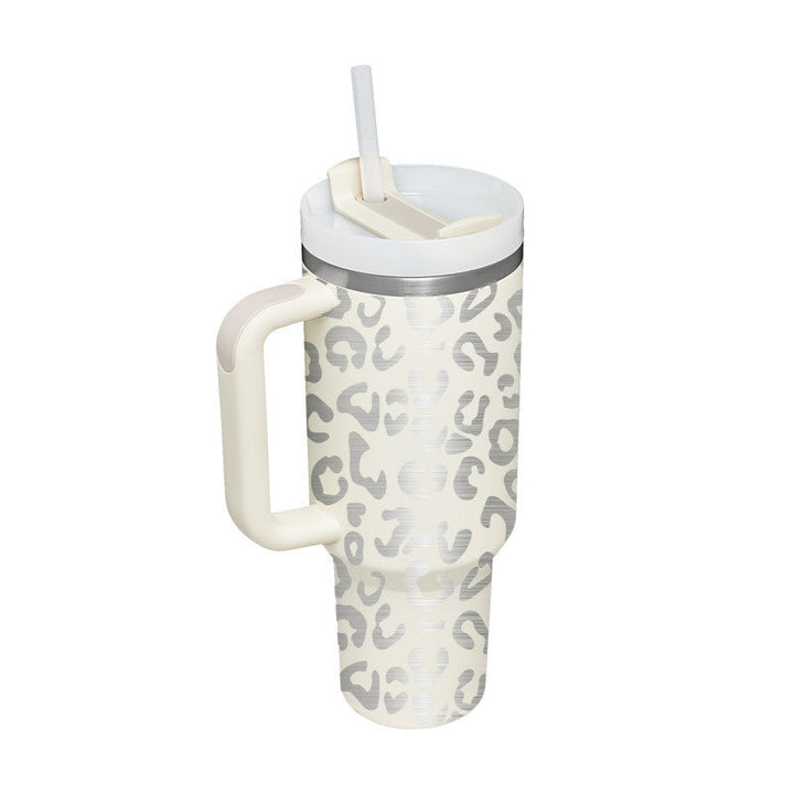 Reisebecher | 1200ML Isolierend Deckel Strohhalm Langlebig Vielseitig-Elfenbeinweiß-1200 ML-Luzern Mode