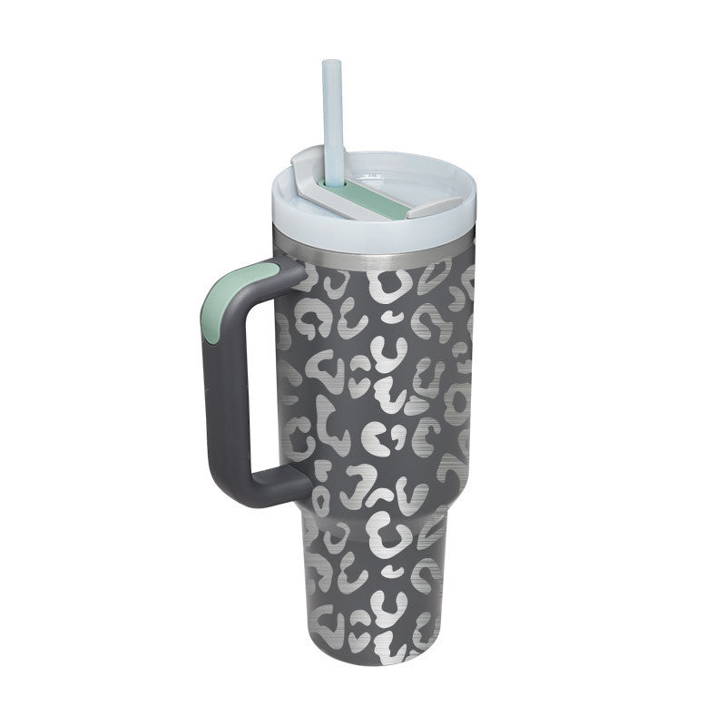 Reisebecher | 1200ML Isolierend Deckel Strohhalm Langlebig Vielseitig-Grau-1200 ML-Luzern Mode