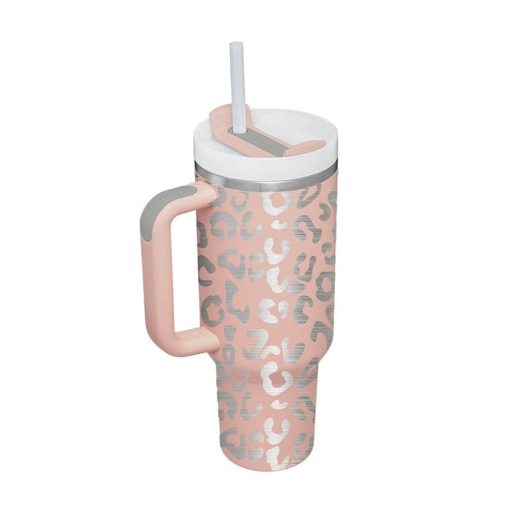 Reisebecher | 1200ML Isolierend Deckel Strohhalm Langlebig Vielseitig-Hellgrau-1200 ML-Luzern Mode